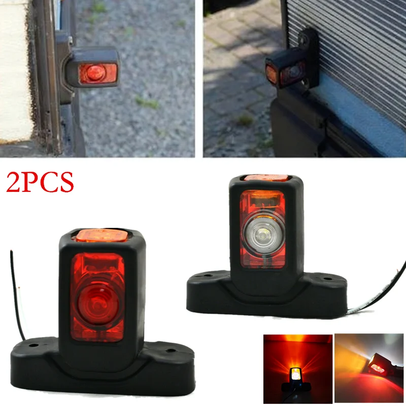 

2PCS Truck Trailer Outline Clearance Indicator Light LED 3-sided Side Light Car Side Marker Lamp 12V 24V Taillight for Lorry
