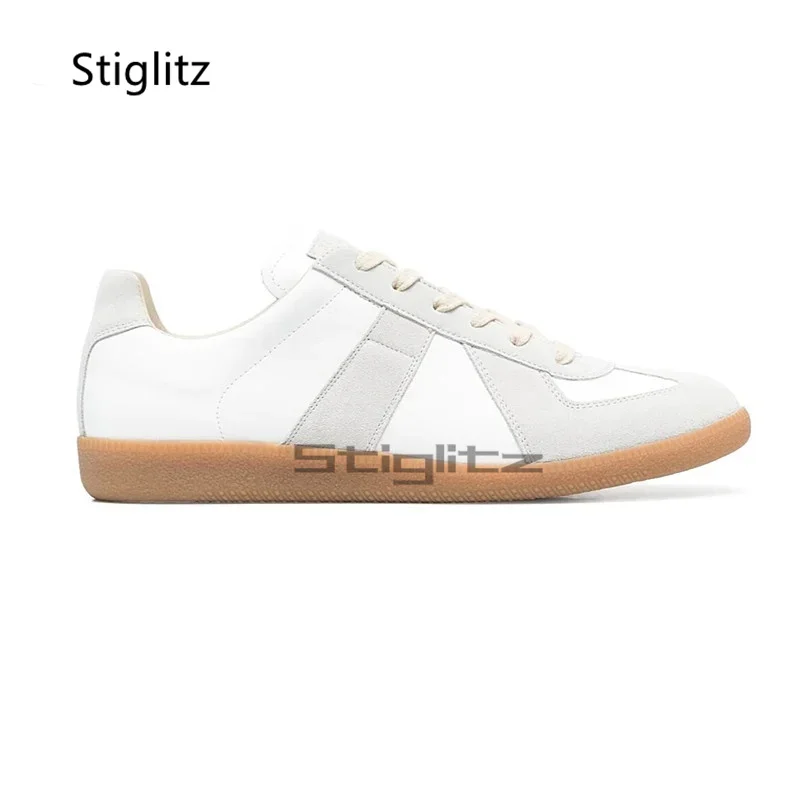 Lace Up Flats Casual Sneakers Men Suede Leather Patchwork Couple Training Shoes Spring Autumn Round Toecomfortable Sports Shoes