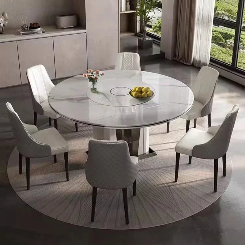 

Round Table Restaurant Tables Rectangular Dining Luxury Ceramic Reception Multifunction Home Mesa Plegables Kitchen Marble