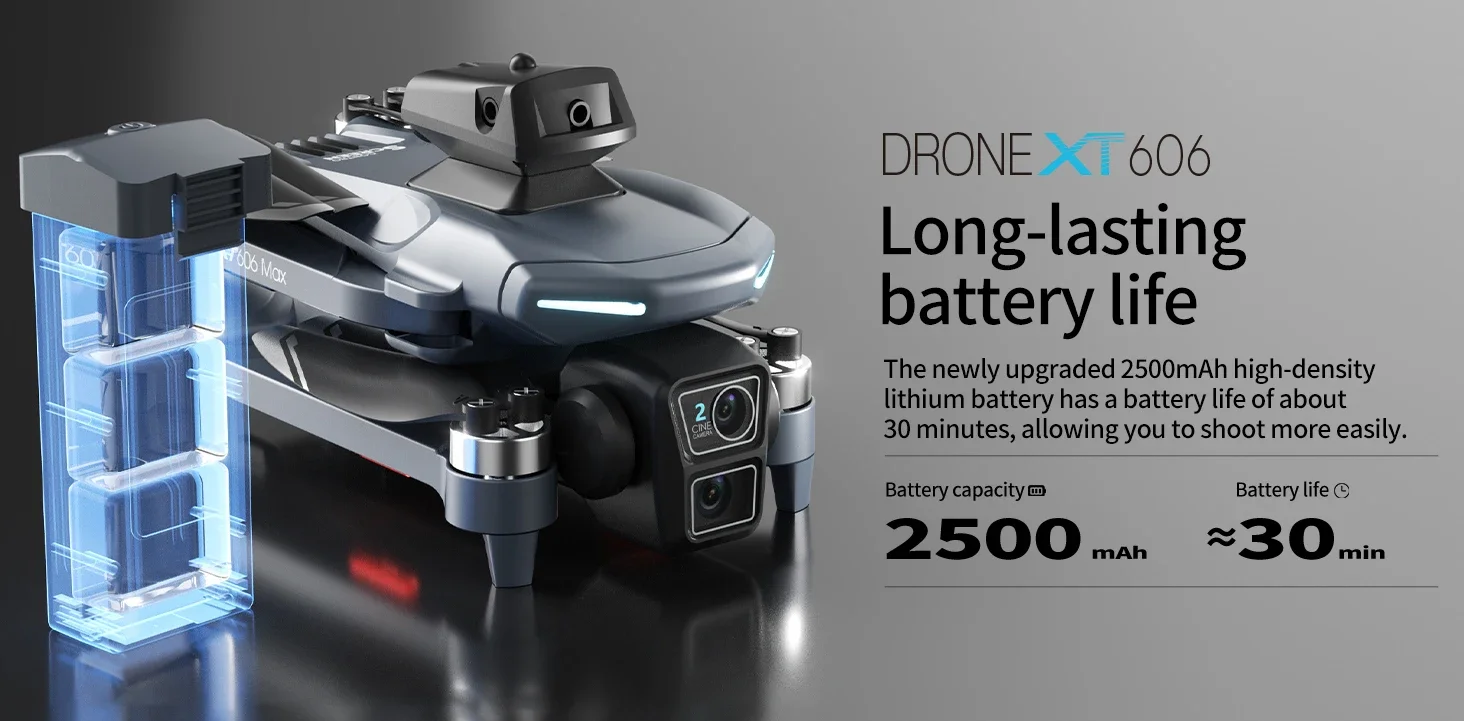 레노버 XT606 GPS 드론 4K 3축 PTZ 듀얼 카메라 장애물 회피 브러시리스 모터 5G WIFI 3KM RC 쿼드콥터 장난감 선물