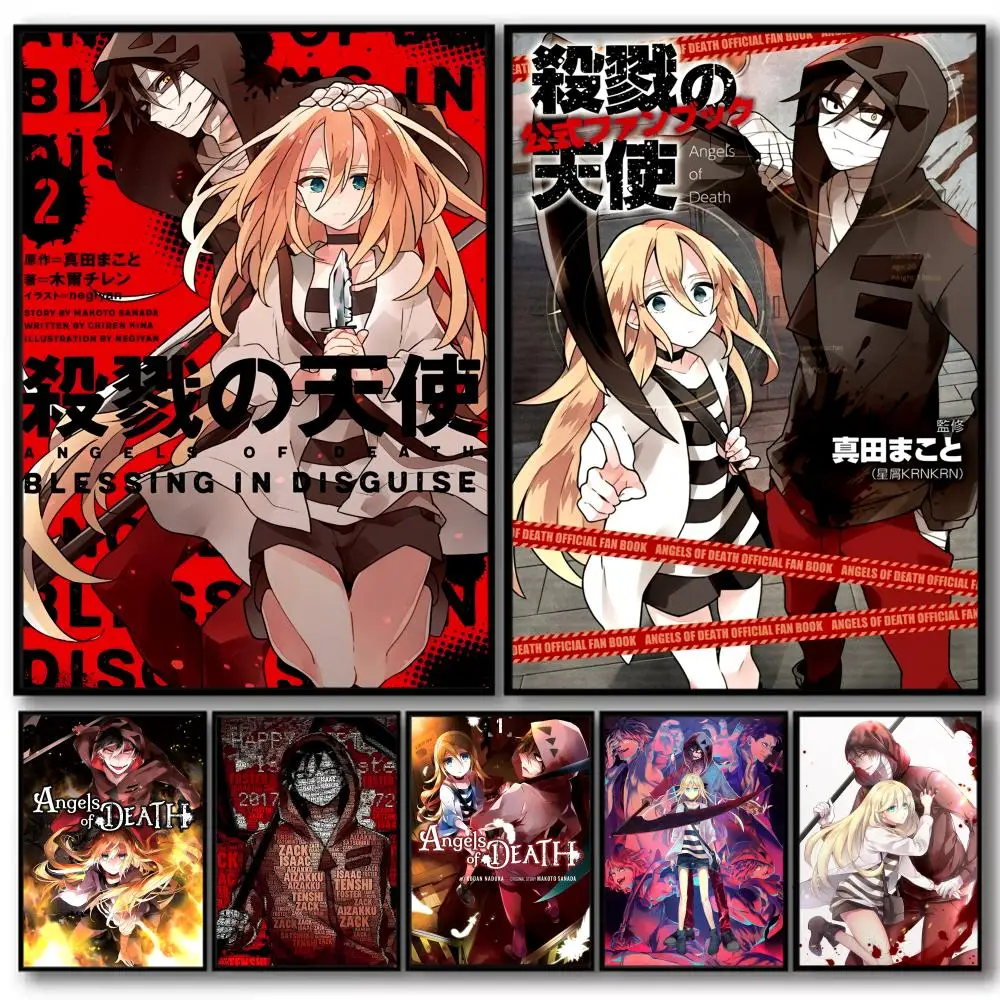 أنيمي A_Angels of D_Death اللوحة الخط الكتان قماش المشارك جدار يطبع لغرفة المعيشة غرفة نوم مكتب ديكور المنزل