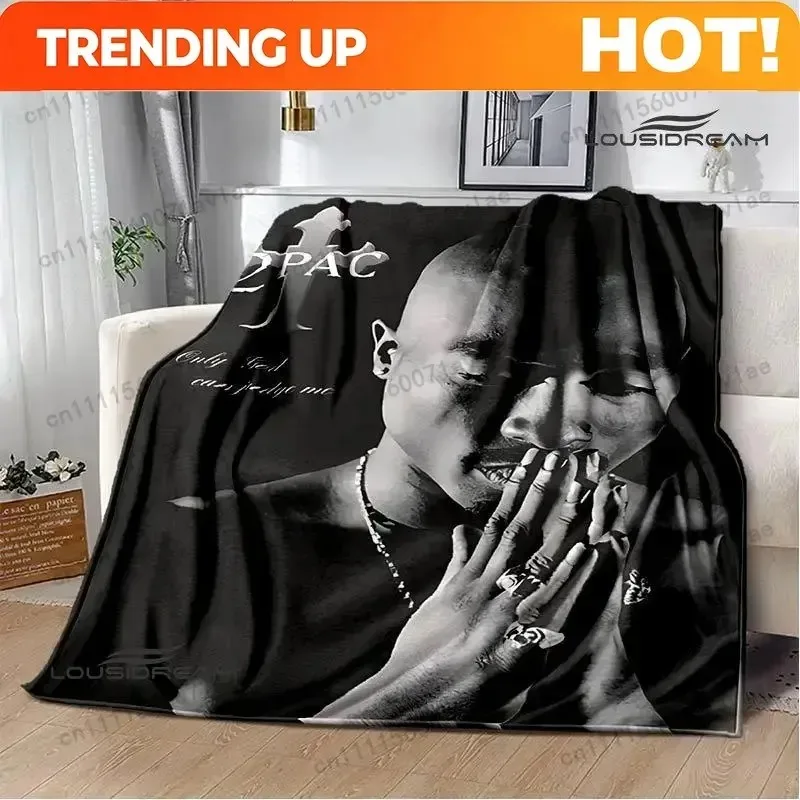 Customize 2PAC hip -hop singer fashion printed blanket warm bed blanket soft and comfortable home travel birthda