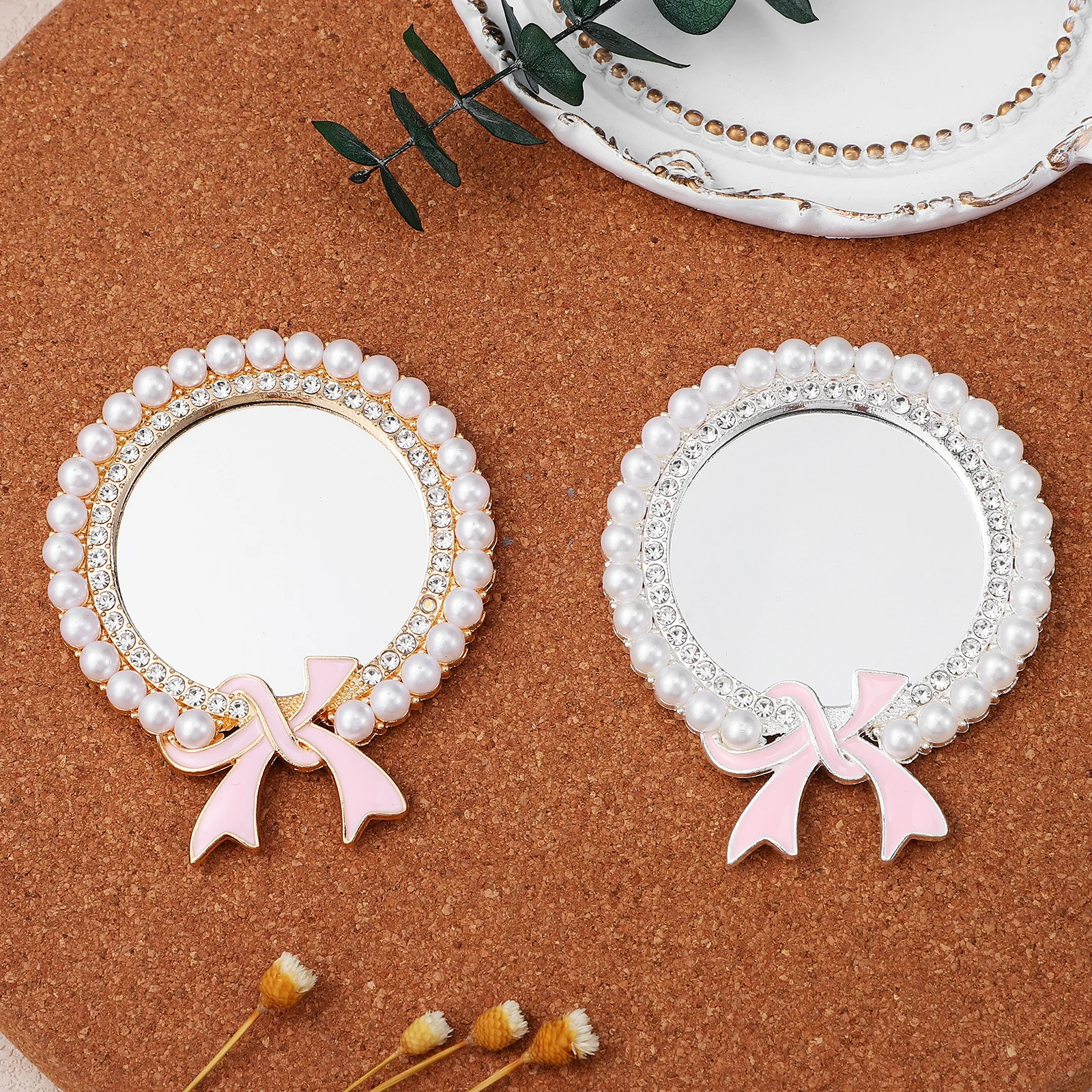 2 pçs pequenos espelhos redondos mini espelhos de bolso compactos portátil maquiagem viagem handheld vaidade decorativa mini espelho