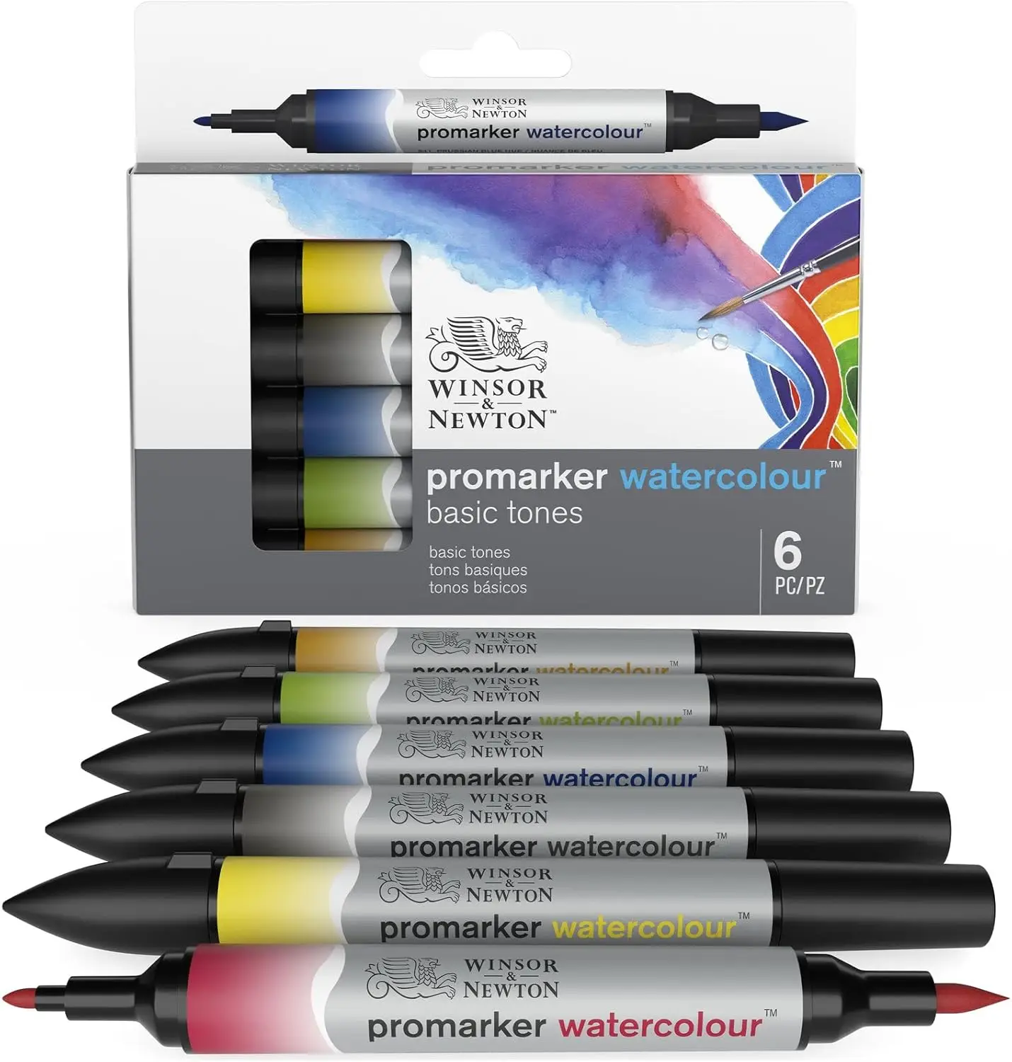 

Winsor & Newton ProMarker Watercolor Marker Set, 6 Count, Basic Tones