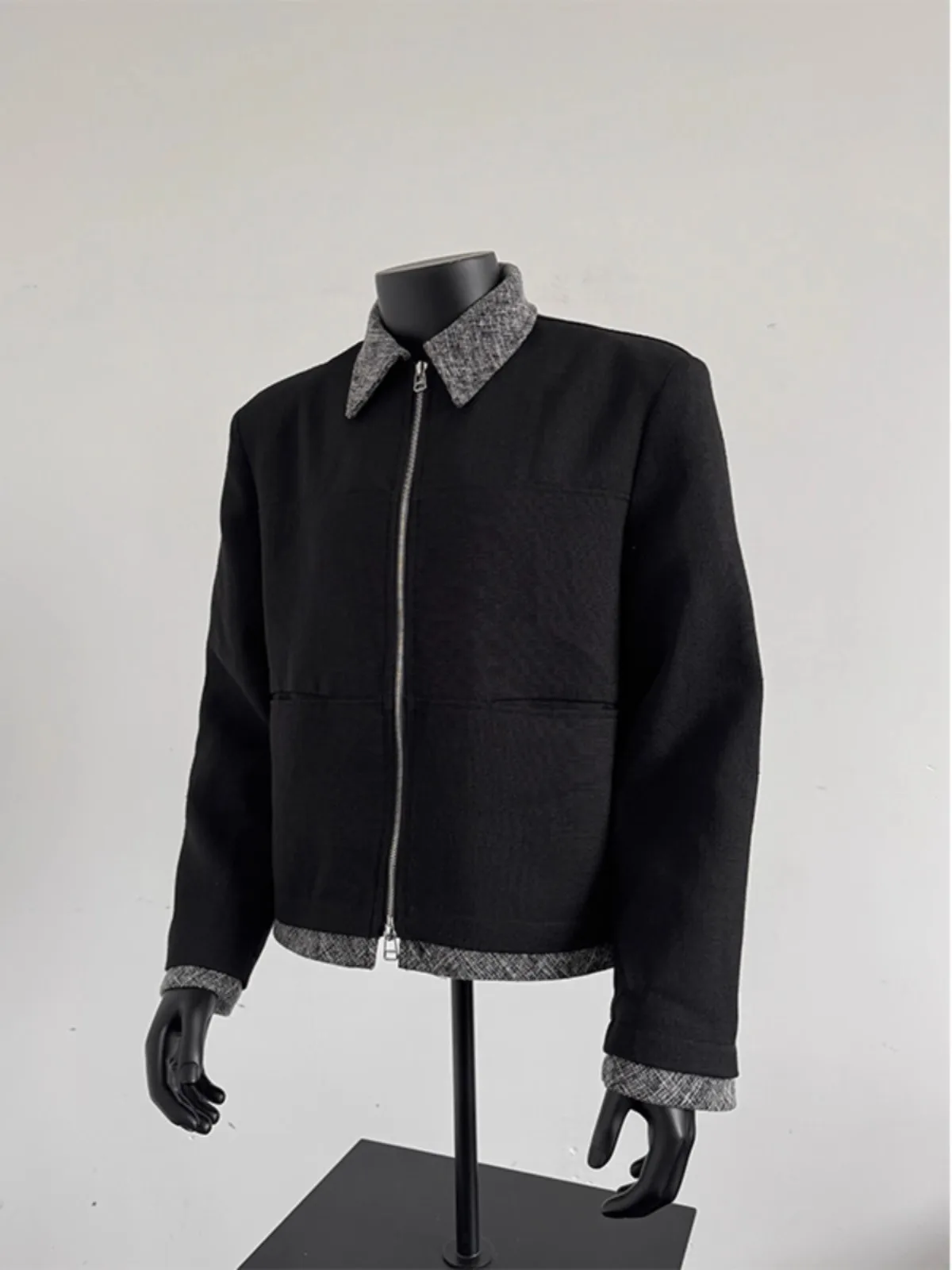 

Cleanfit American Casual Jaet Men's Autumn Winter High Faion Trendy Cotton Coat Small Fraance Sle Turn-down Collar