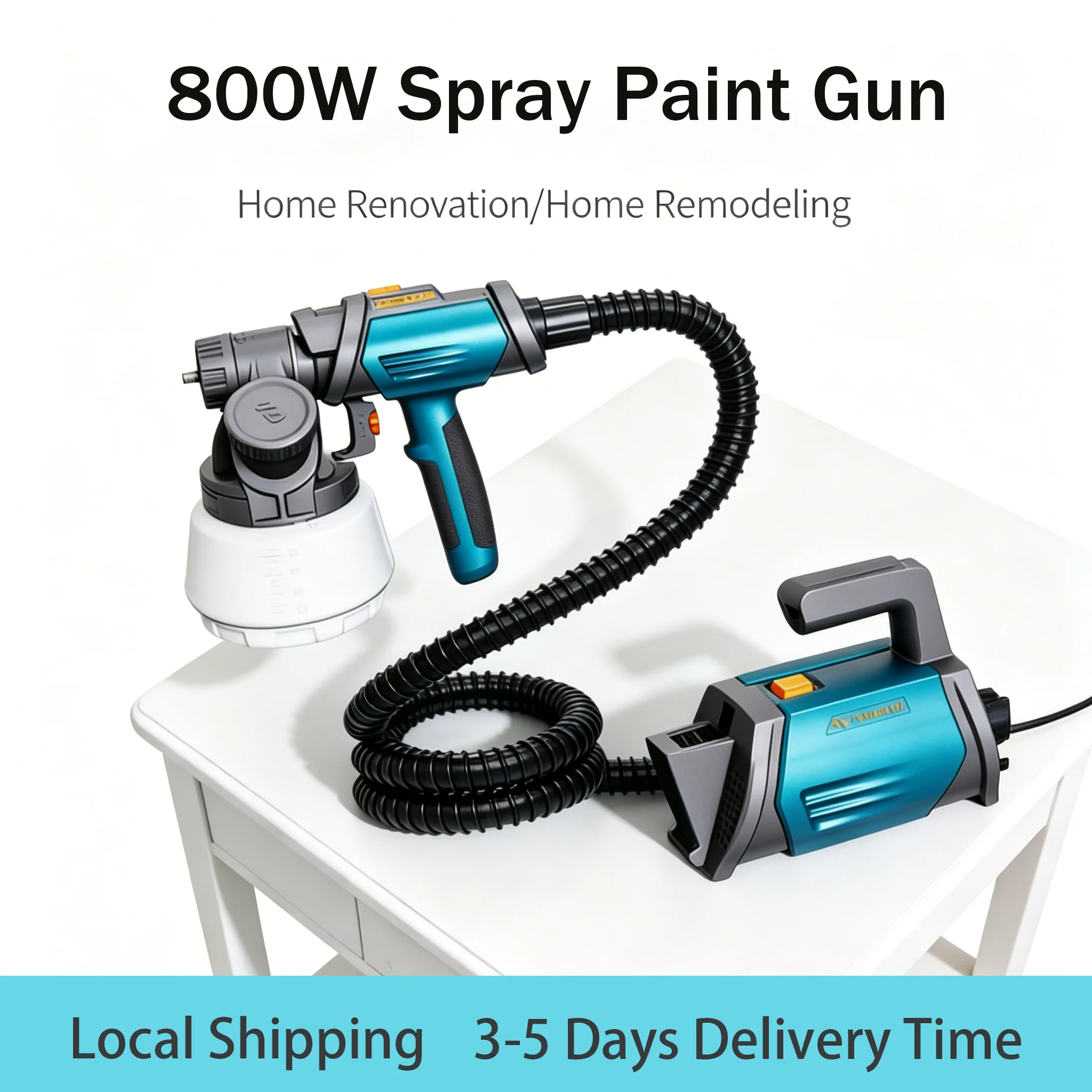 Pistolet de pulvérisation de peinture électrique HVLP 800W, conteneur détachable de 1300ml, 3 buses et 3 modes de pulvérisation, outil de pulvérisation professionnel pour bricolage, pour clôtures, abris, terrasses, meubles de jardin