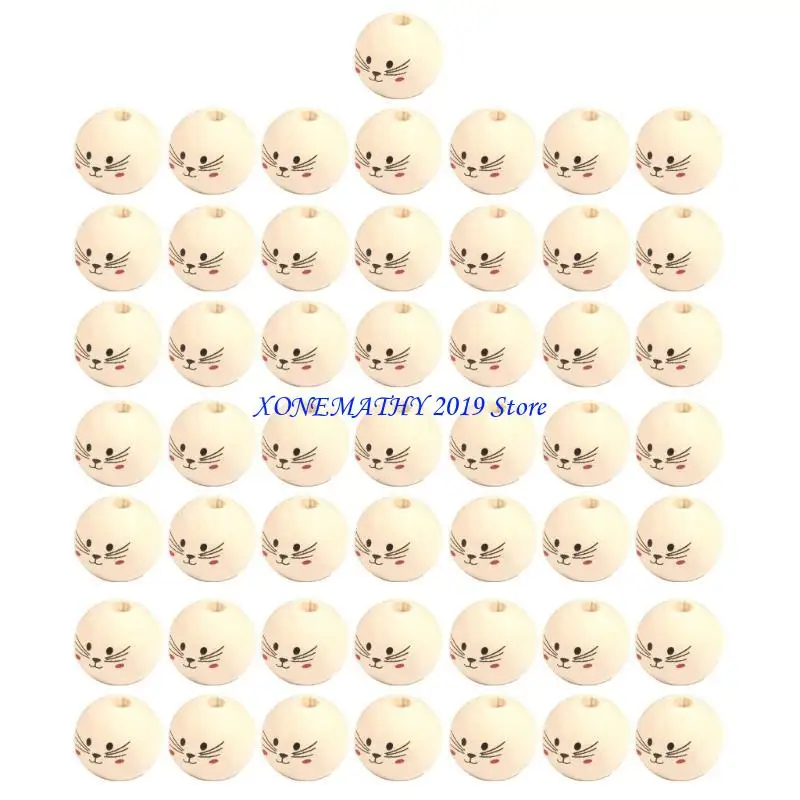 

F42F Round Beads Face Beads Natural Beads DIY Accessories