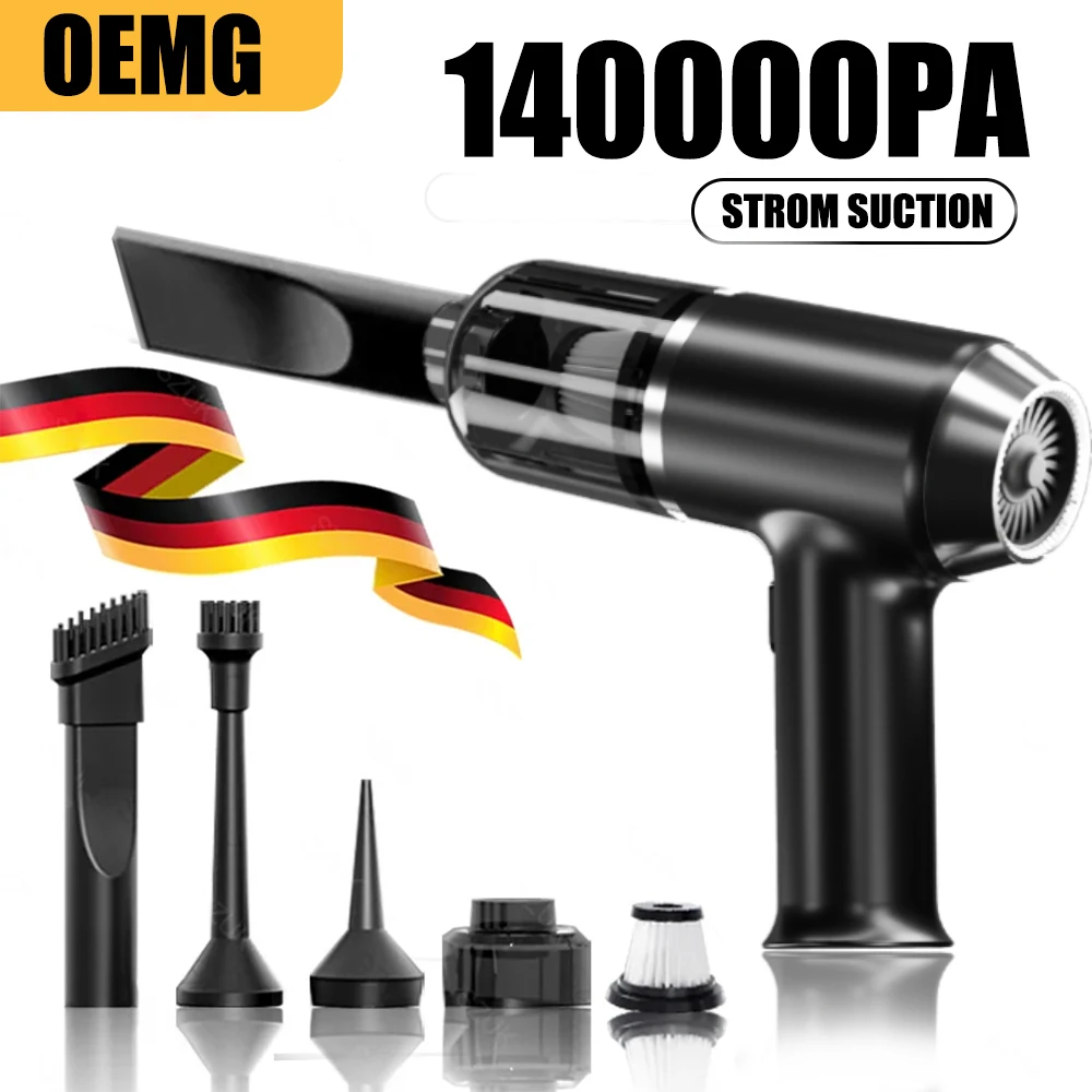 Car Vacuum Cleaner Strong Suction 140000PA  Dual-Purpose Powerful Wireless Handheld Mini Blower for Home Appliance