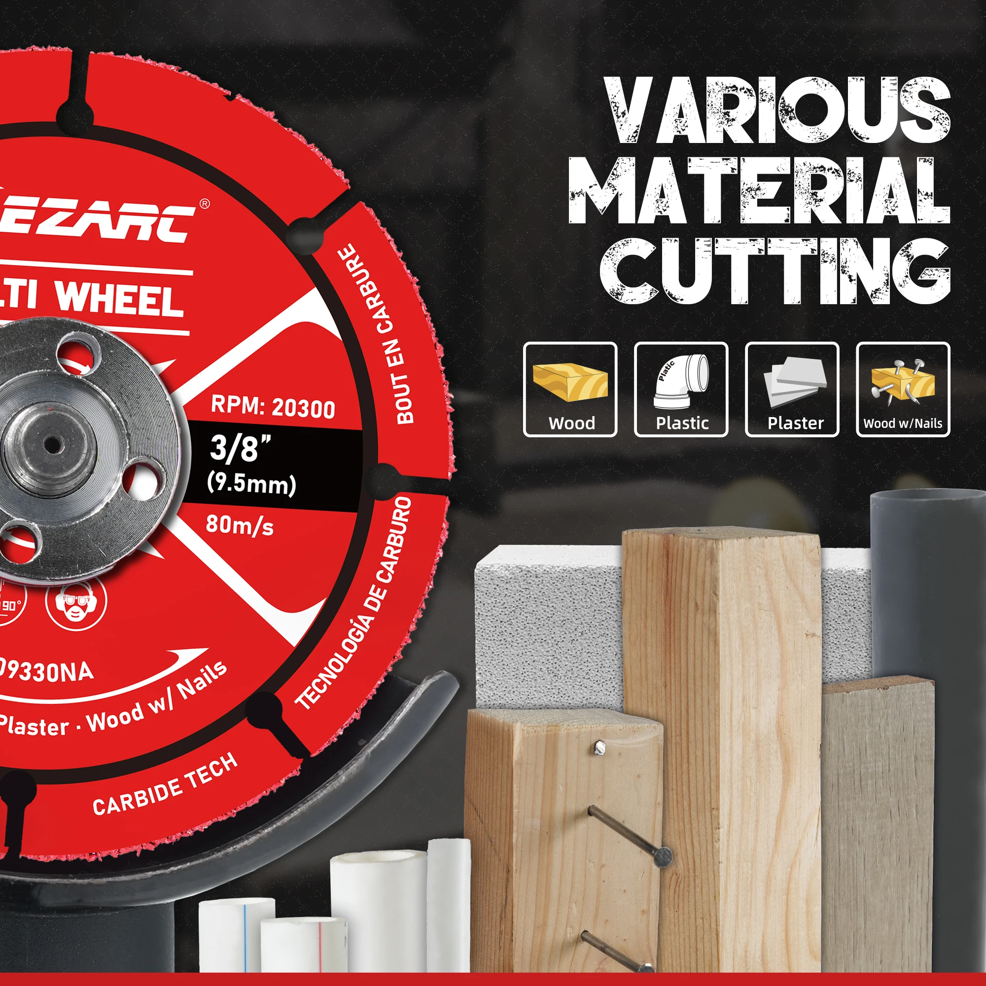 EZARC 2PCS Cut Off Wheels 3Inch / 76mm Carbide Cutting Disc, Angle Grinder Cutting Wheel for Wood, Wood with Nails, Plastic, etc