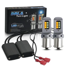 2PCS 1156 BA15S P21W BAU15S PY21W 7440 W21W T20 Canbus No Error Car DRL Turn Signal Dual Mode Switchback Dual Color White Amber