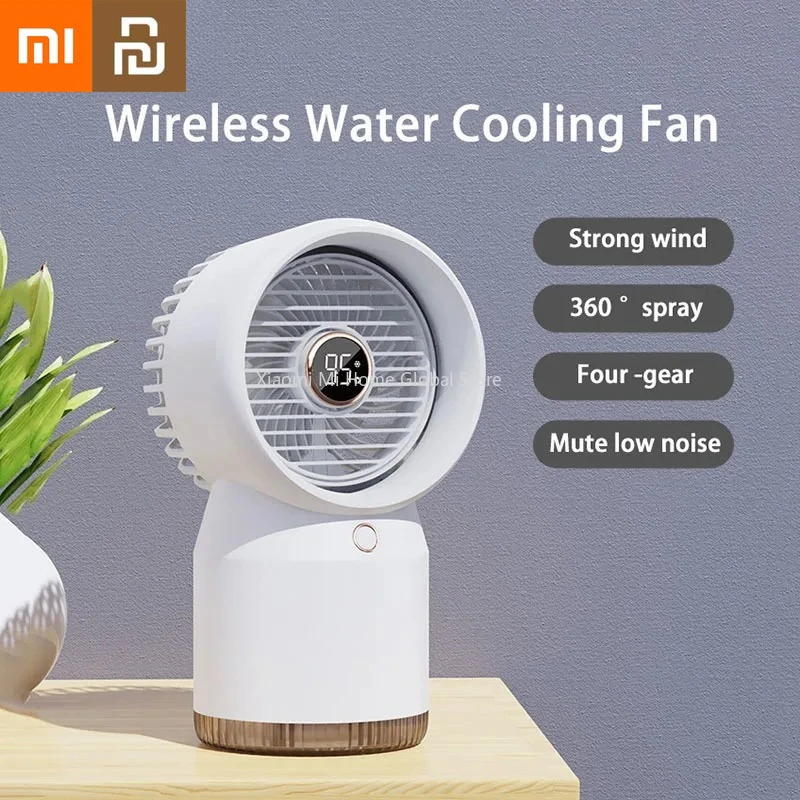 

Xiaomi Youpin Electric Fan Water Cooling Circulating Fan Humidifier Desktop LED Lamp Rechargeable Portable Cooling Fan High Wind