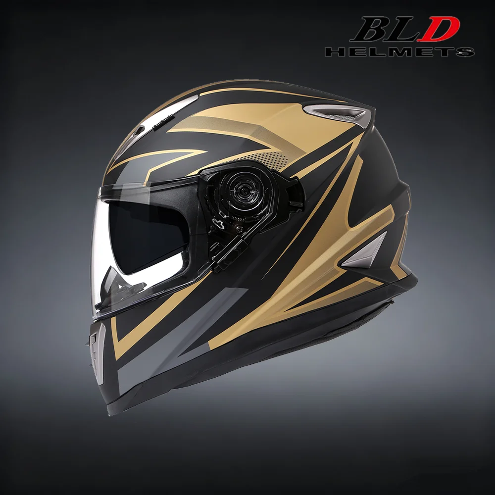 BLD Motorcycle Full Face Helmet Racing Helmet Anti-Fog Visor Lightweight ABS Material Breathable Line Motocross ATV Scooter DOT