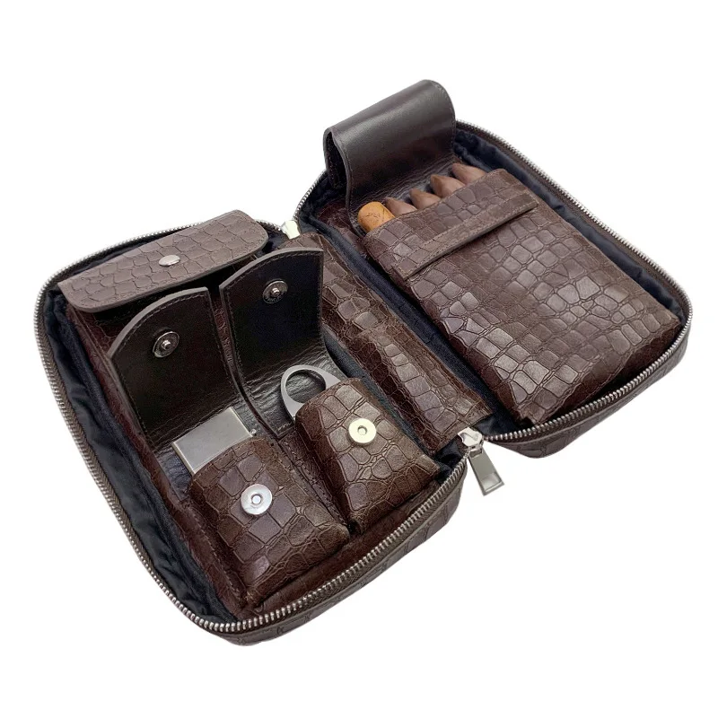 Genuine Leather Cigar Pack, Portable Cigar Case, Pack Of 5, Cigar Storage Bag, Cowhide