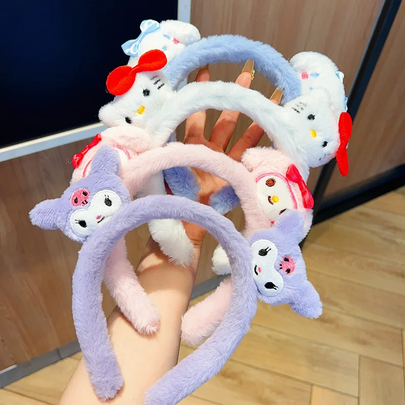 

Cartoon Wash Face Specific Headband Kuromi Melody Cinnamoroll Plush Cute 18cm/7.09in Hair Tie And Headband Kawaii Girl Ornaments