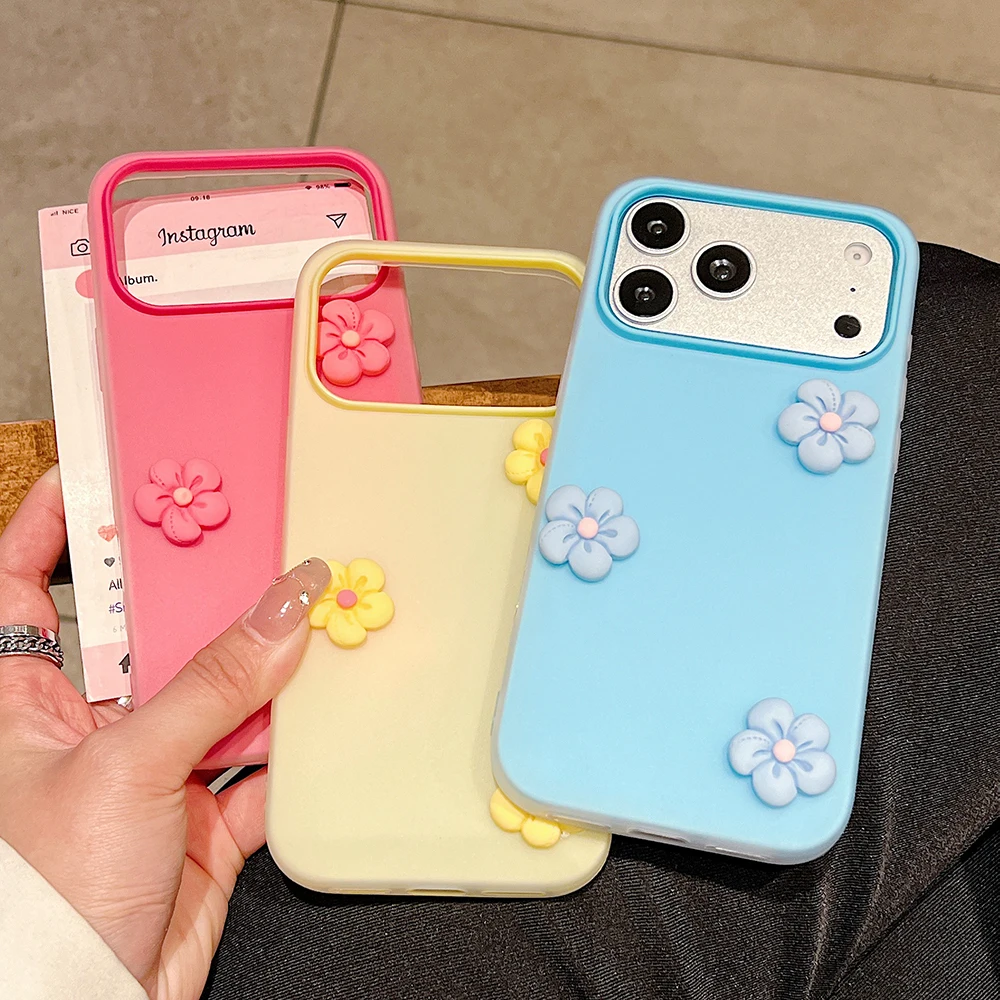 Colorful 2 IN 1 Cute Dopamine Flower Phone Case For iPhone 17 Pro Max 16 15 14 13 12 11 Pro Max 16E 17Air X XS XR 7 8 Plus Cover view 5