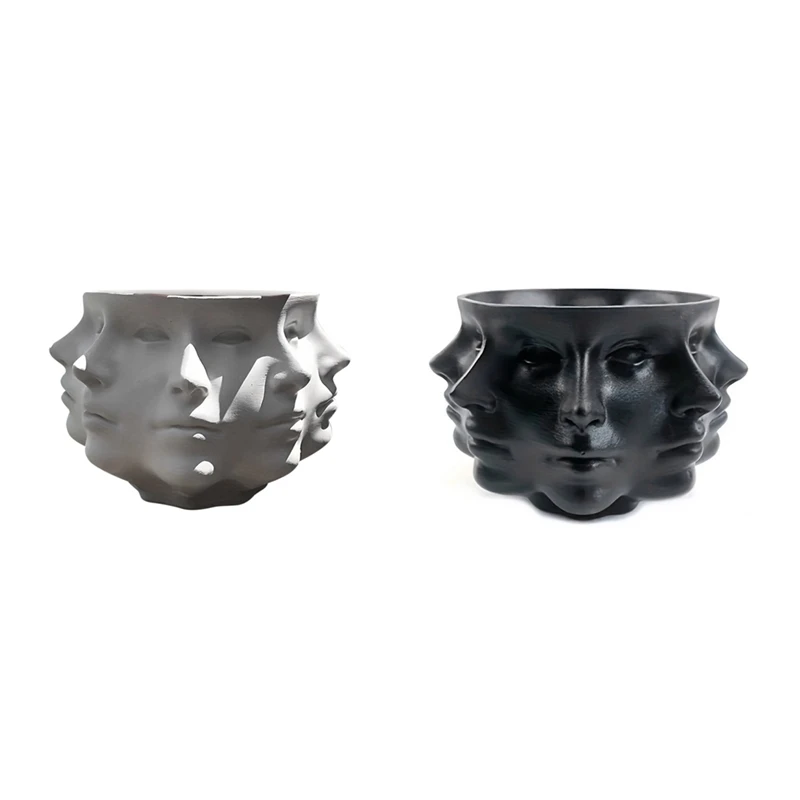 

Abstract Style Flowerpot Vase Mould Multi-Faceted Human Face Flower Pot