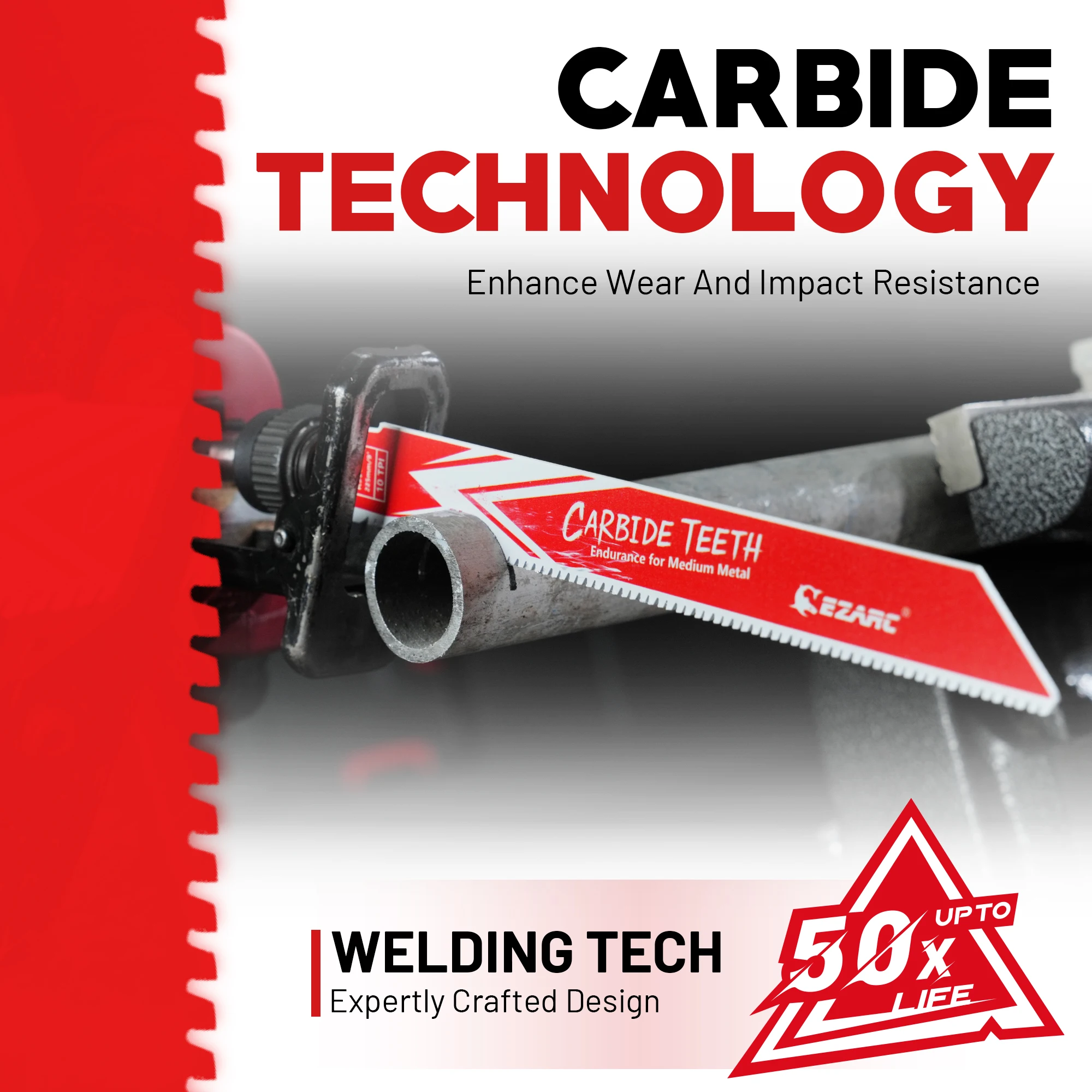 6inch/9inch 3pcs Carbide Reciprocating Saw Blades 10TPI, 150mm/225mm Sawzall Blades Endurance for Medium Metal, Fast Cutting