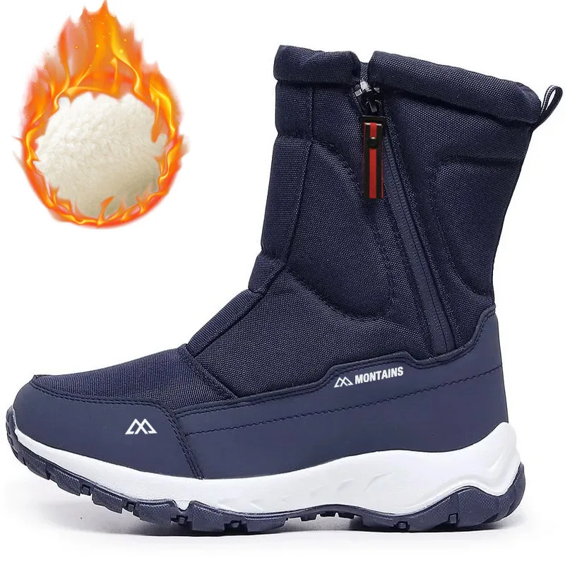 High-Top Warm Snow Boots Large Size Winter Men's Boots Warm Plush Ankle Boots Outdoor Sneakers Winter Men's Shoes