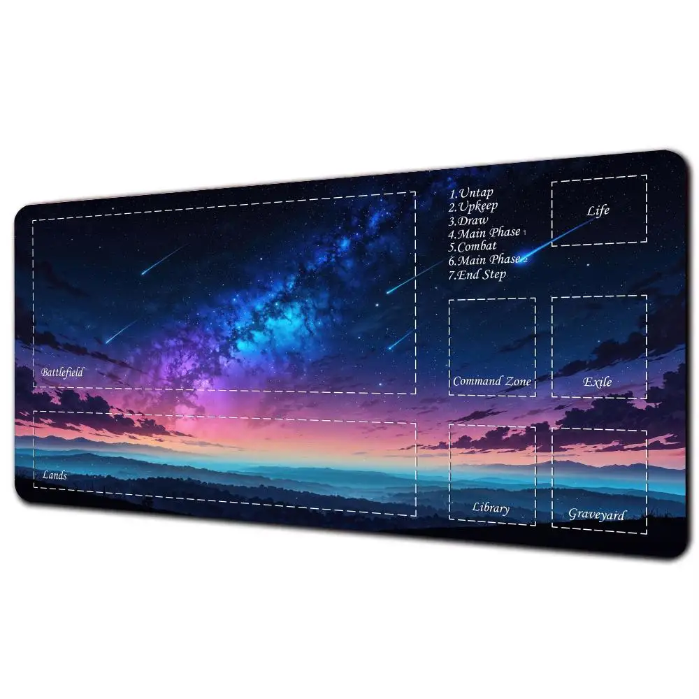 

Magic card playmat with zone mtg Playmat Digital art starry sky and sunset Desk Mat keypad expansion mouse pad rubber anti-slip