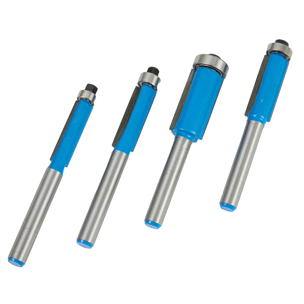 Blue Silver Smooth Router Bit Flush Trim For Wood Edge Cutting Milling Cutter Router Bit Top Bearing Router Bit