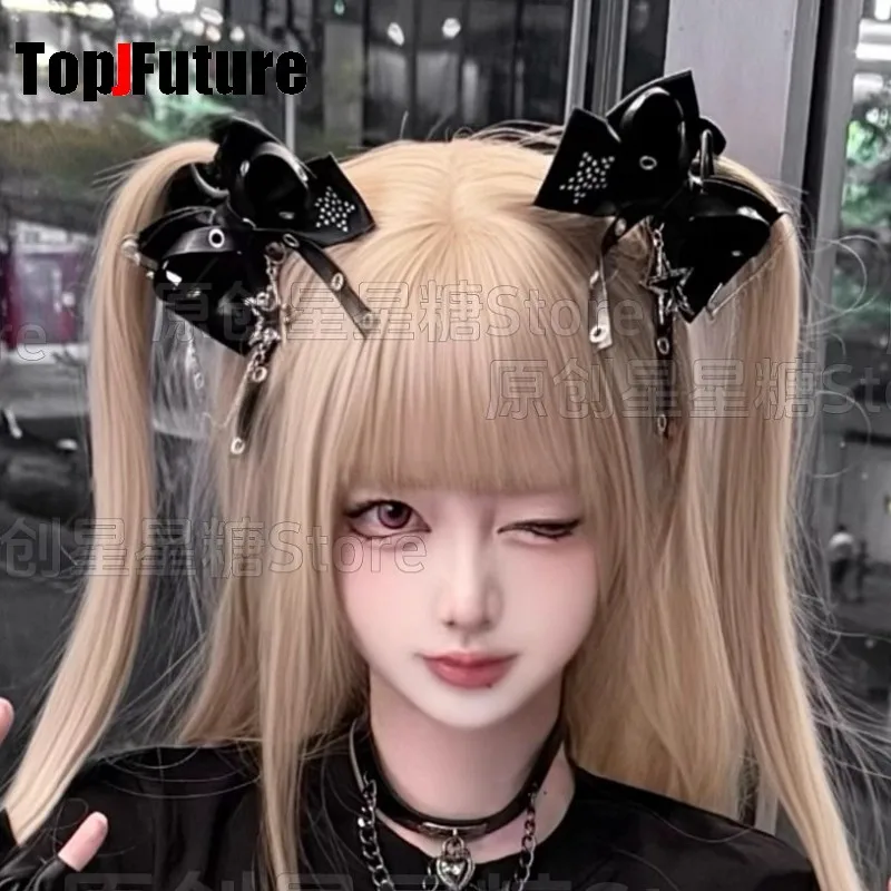 

Subculture Punk Y2K girl Women Harajuku Gothic Personalized Original Star Versatile Bows rivet Accessories Headbands Hairpin