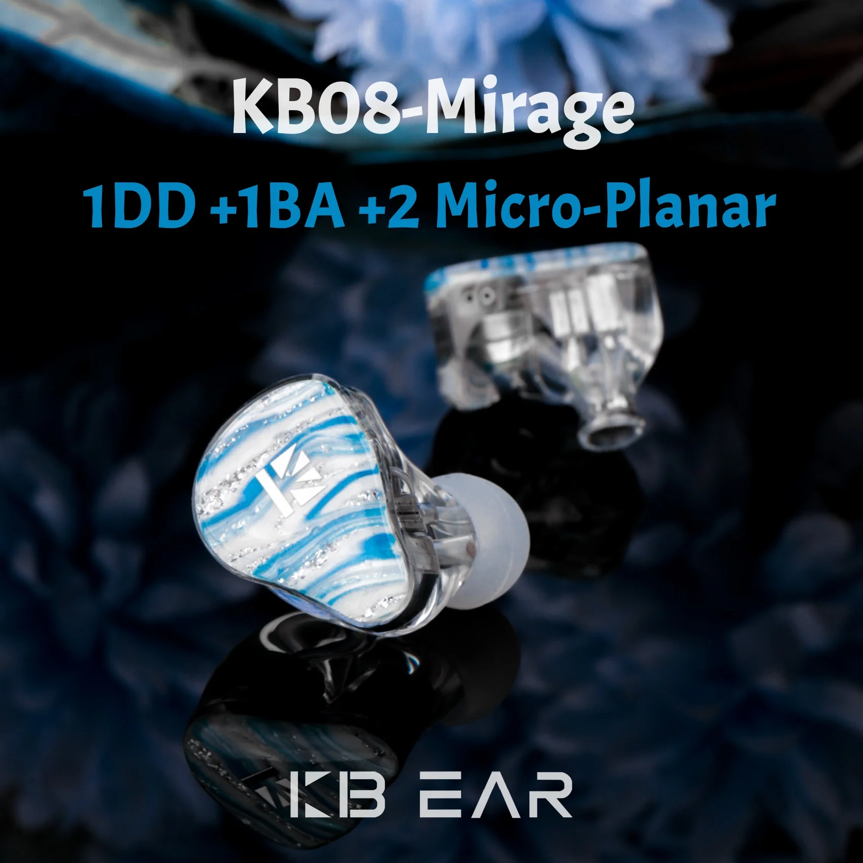 

Наушники-вкладыши KBEAR KB08 Mirage IEMs с 1 динамическим, 1 BA и 2 микропланарными магнитными драйверами, 10 мм, с диафрагмой с бериллиевым покрытием