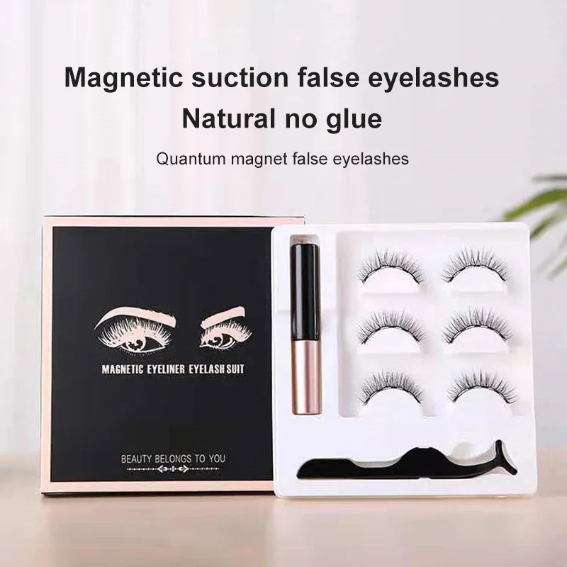 Naturalny zestaw magnetyczne rzęsy Makeup 3D norek sztuczne rzęsy magnetyczne Eyeliner pęseta do rzęs zestaw narzędzia do makijażu Dropship