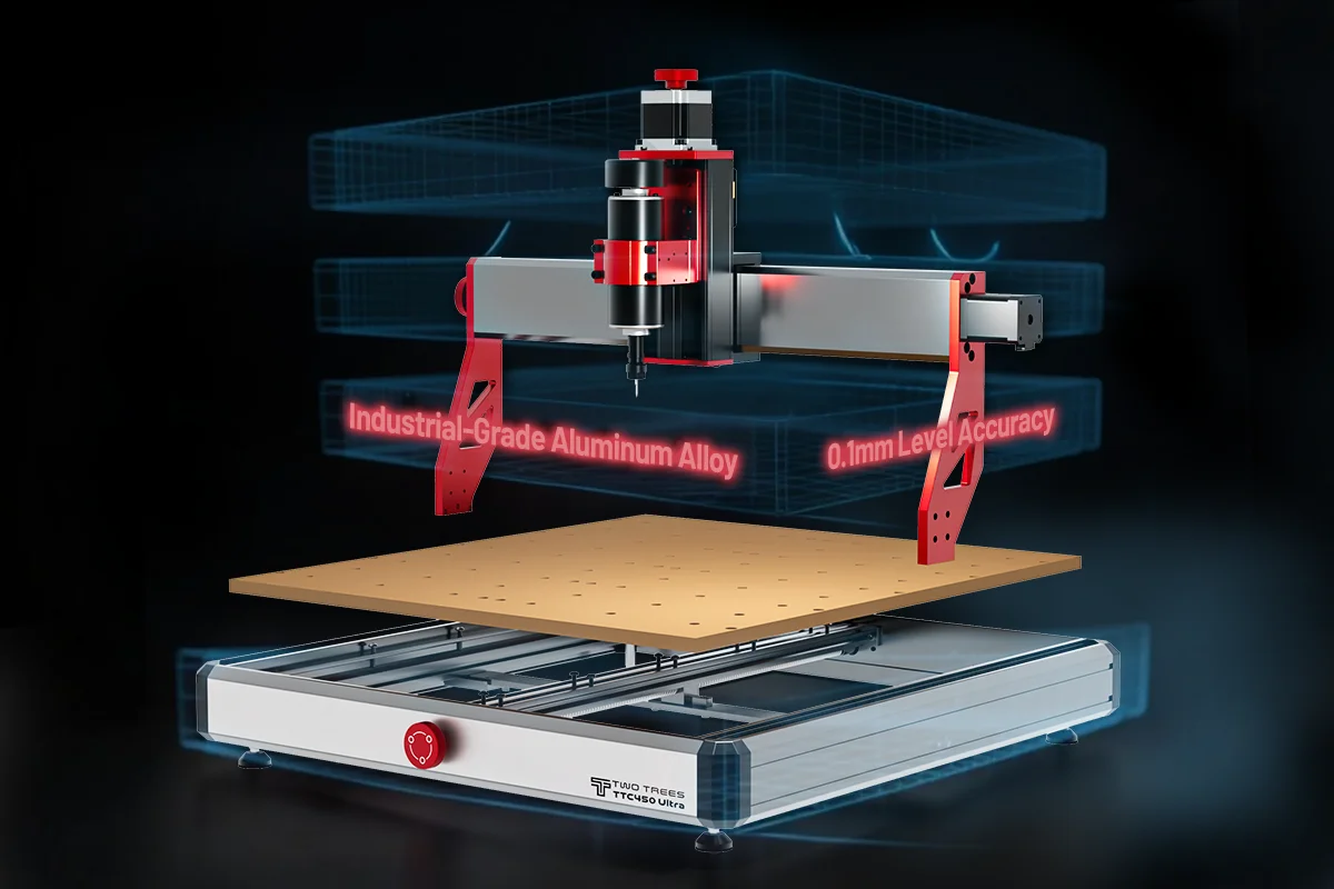 Twotrees TTC450 Ultra High Precision CNC Router 3-Axis/4-Axis Milling Cutting Machine 500W Spindle Carving Metal CNC Engraver