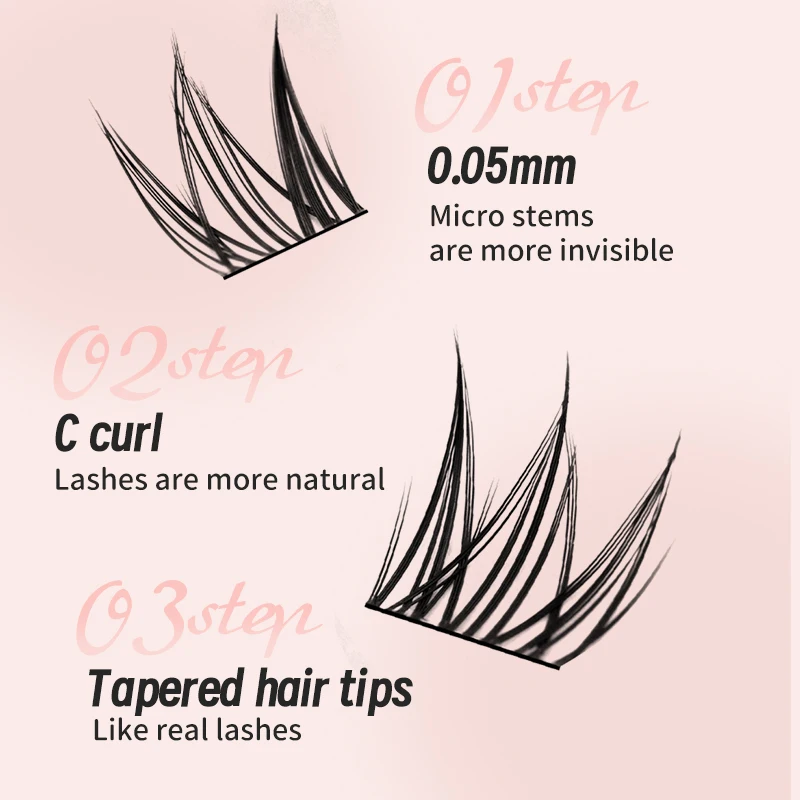 Yelix DIY Cluster Eyelash Extension Dovetail Segmented Lashes ขนตาปลอมธรรมชาติทุกวันอุปกรณ์แต่งหน้า