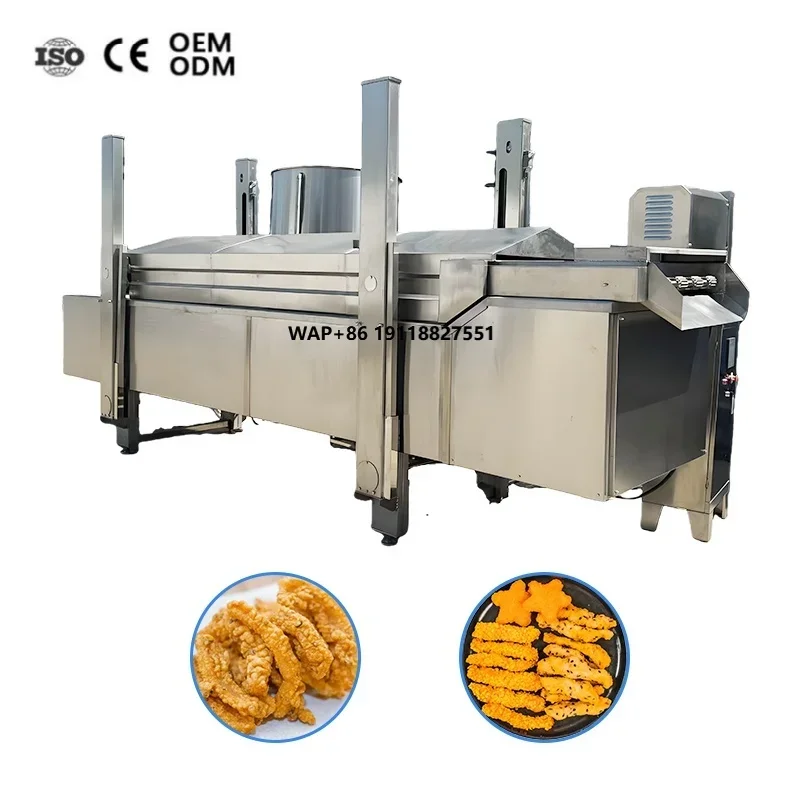 Commercial Electric Continuous Conveyor French Fry Fried Chicken Dough Deep Frying Machine Automatic Donut Fryer for Sale