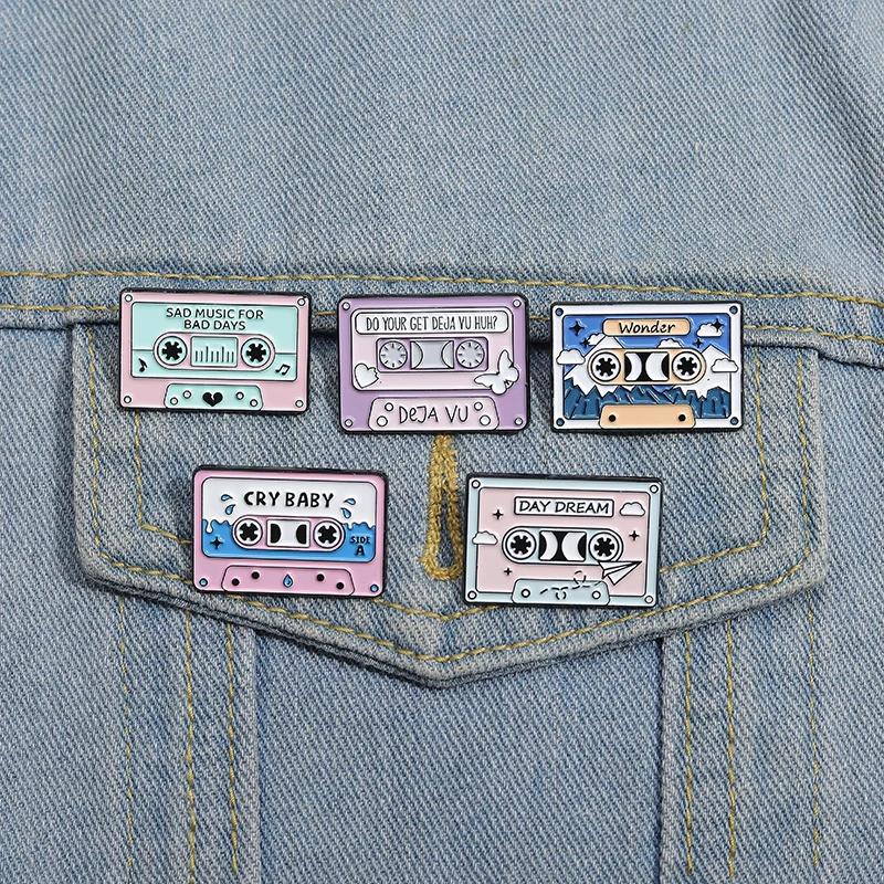 Cartoon Music Cassette Tape Enamel Pins Colorful Cute Radio Record Brooches Nostalgic Creative Lapel Badge Gifts Jewelry Friends