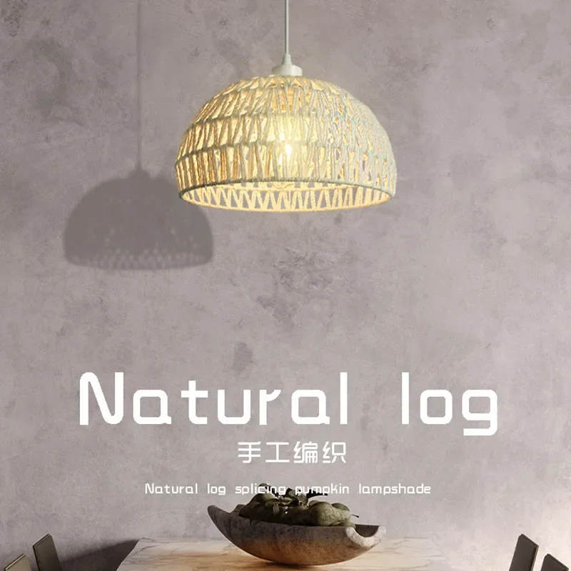 

Retro Chinese Hemp Rope Rattan and Bamboo Chandelier for Cafe Creative Woven Chandelier Simple Style Restaurant Chandelier