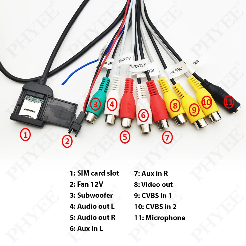 Cable RCA De 20 Pines Con Ranura SIM Para Radio Android – Adaptador De Entrada/salida Auxiliar Para Auto
