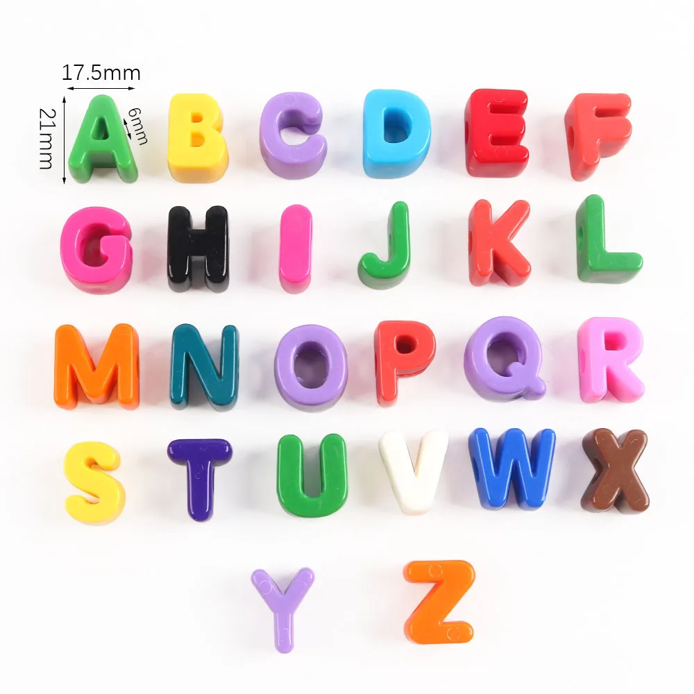 5pcs Multi Color Big Hole Acrylic Letter Beads Children Handcraft Ornament Alphabet Spacer Necklace Accssories DIY Jewelry