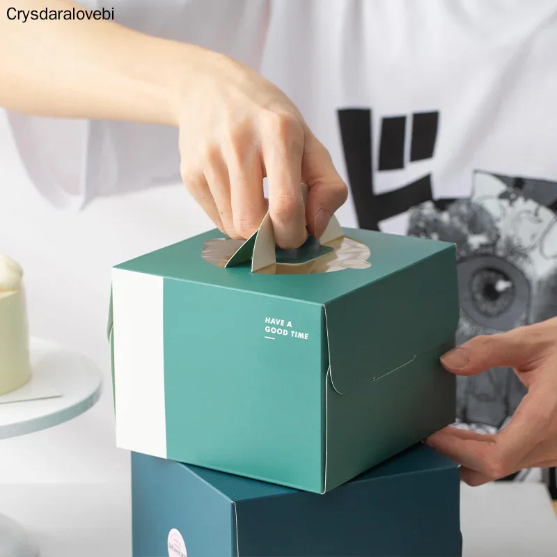 20個入り-4インチ-紙製ケーキボックス-快適な持ち運び-ウェディング-誕生日パーティー-ベビーシャワー-ギフト-手作りデコレーション用品