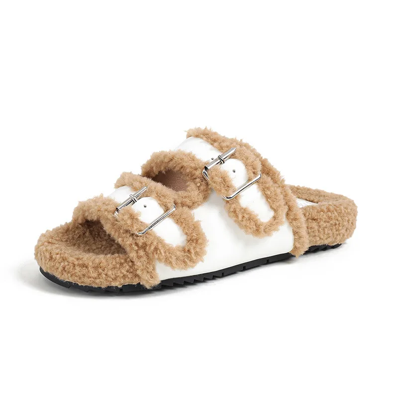 

Autumn Winter Plush Fluffy Slippers for Women Fashion Comfortable Thick-soled Women's Cotton Slippers Warm Flat Women's Shoes