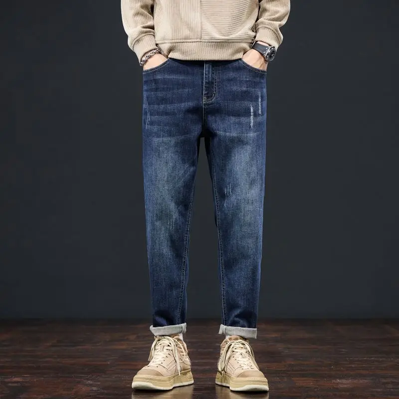 Jean à jambes droites pour hommes, tendance, Style coréen, coupe ample, pantalon décontracté, quatre saisons, luxe, tendance, Long