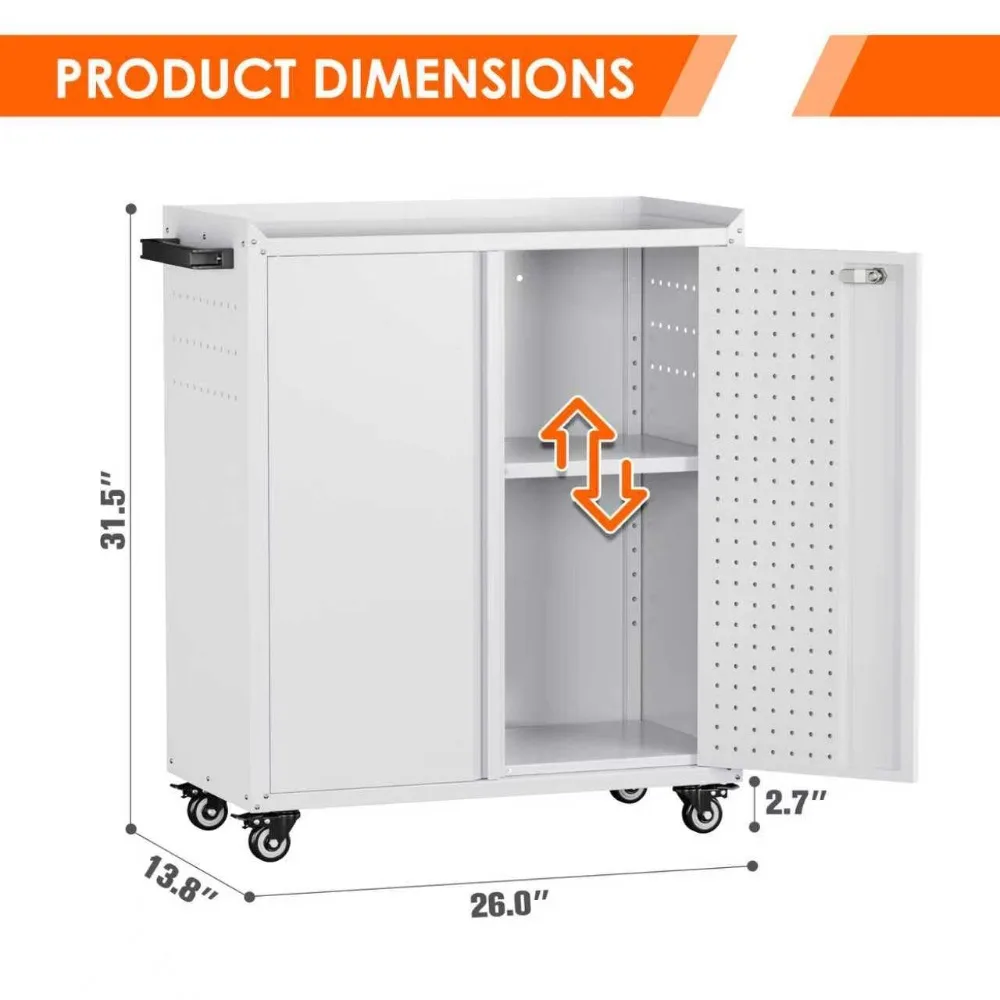 

Металлический гаражный шкаф для хранения с колесами и перфорированной панелью, на заказ