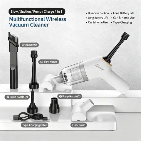 Car Vacuum Cleaner 4 In 1 Wireless Vacuum Cleaner Handheld Vacuum Pump For Car Cleaner Cordless Powerful Nail Pump Car Accessory