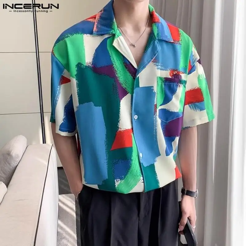 

2024 Men Shirt Printing Summer Lapel Short Sleeve Vacation Hawaiian Shirts Streetwear Fashion Casual Men Clothing S-5XL INCERUN