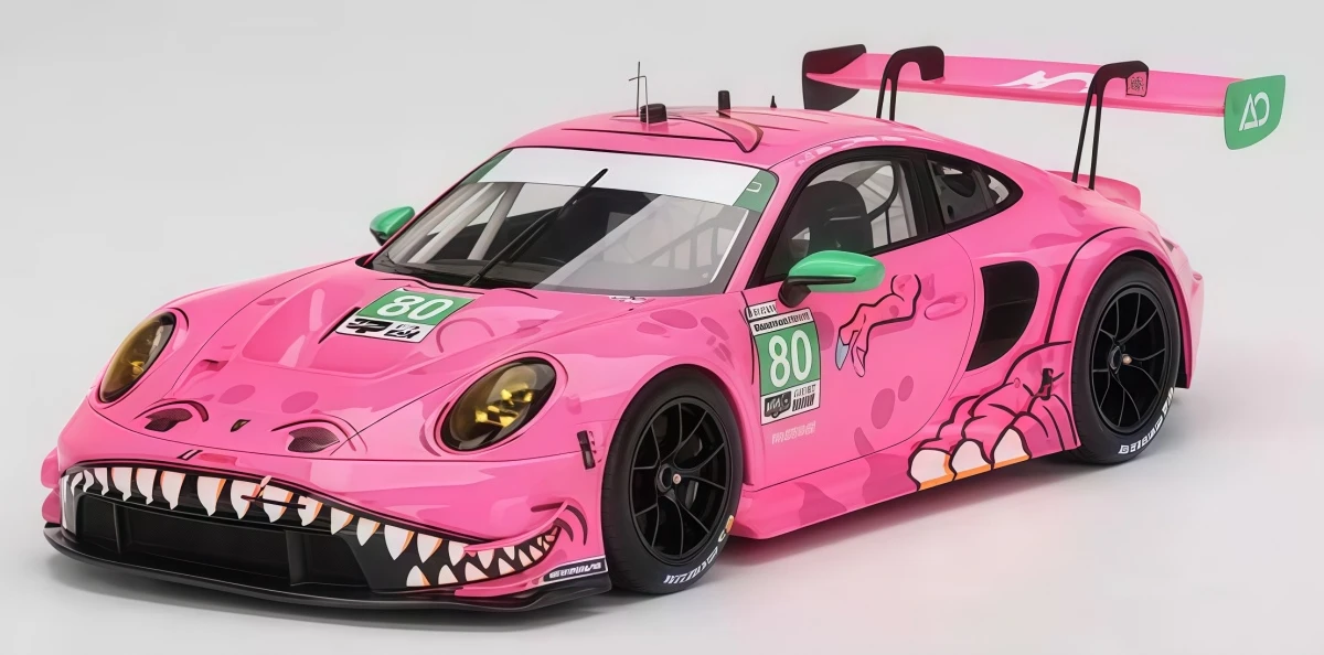 TC980 Pre‑Cut Clear Water‑Slide Decal Sticker AO Rexy Pink Dinosaur Livery For 1/10 911 GT3 RC Body Shell Upgrade Parts