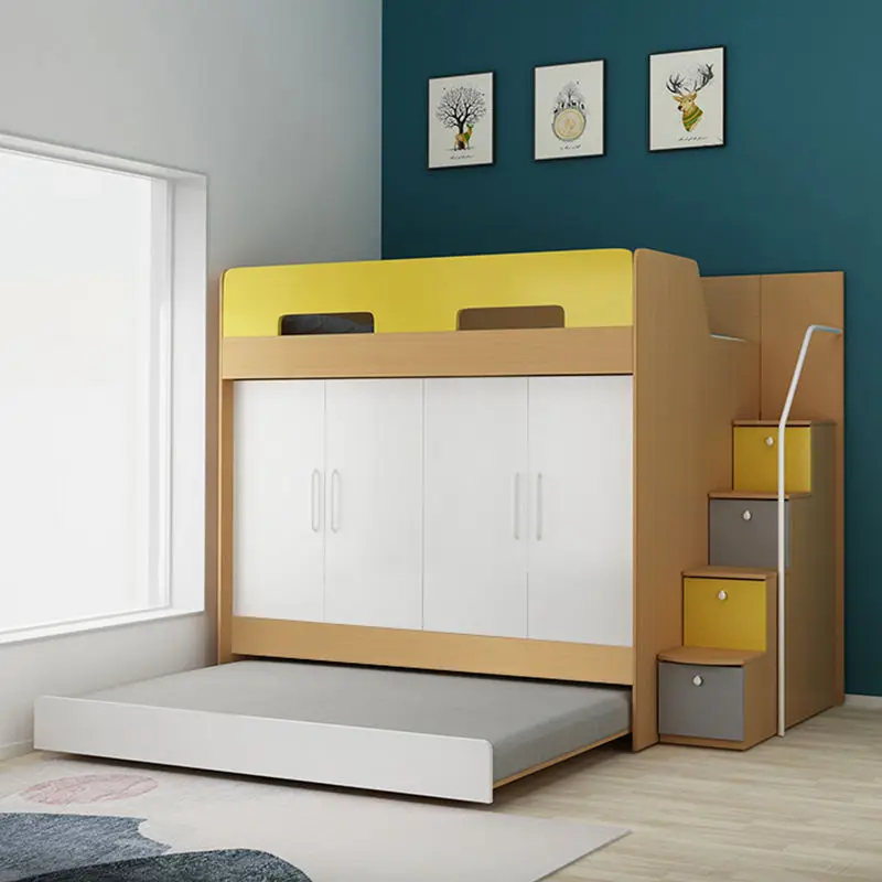 

Multifunctional Storage Cloakroom Bunk Bed Integrated Wardrobe Bed High and Low Children's Bed Combination Furniture