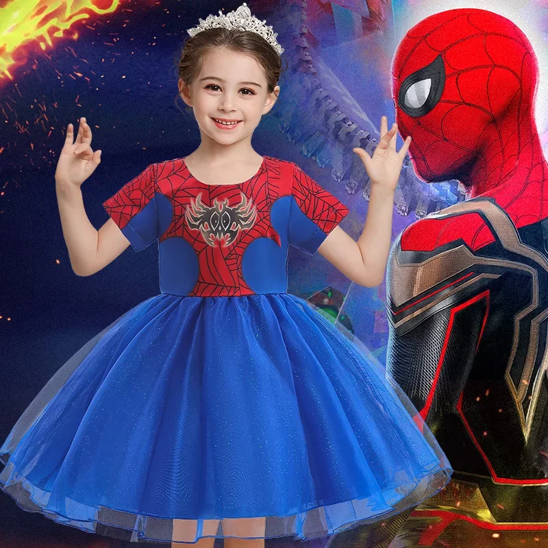 أنيمي جوين ستايسي العنكبوت زي الاطفال فتاة لطيف فستان قصير الأكمام مع كيب عباءة هالوين كرنفال ملابس للحفلات للأطفال