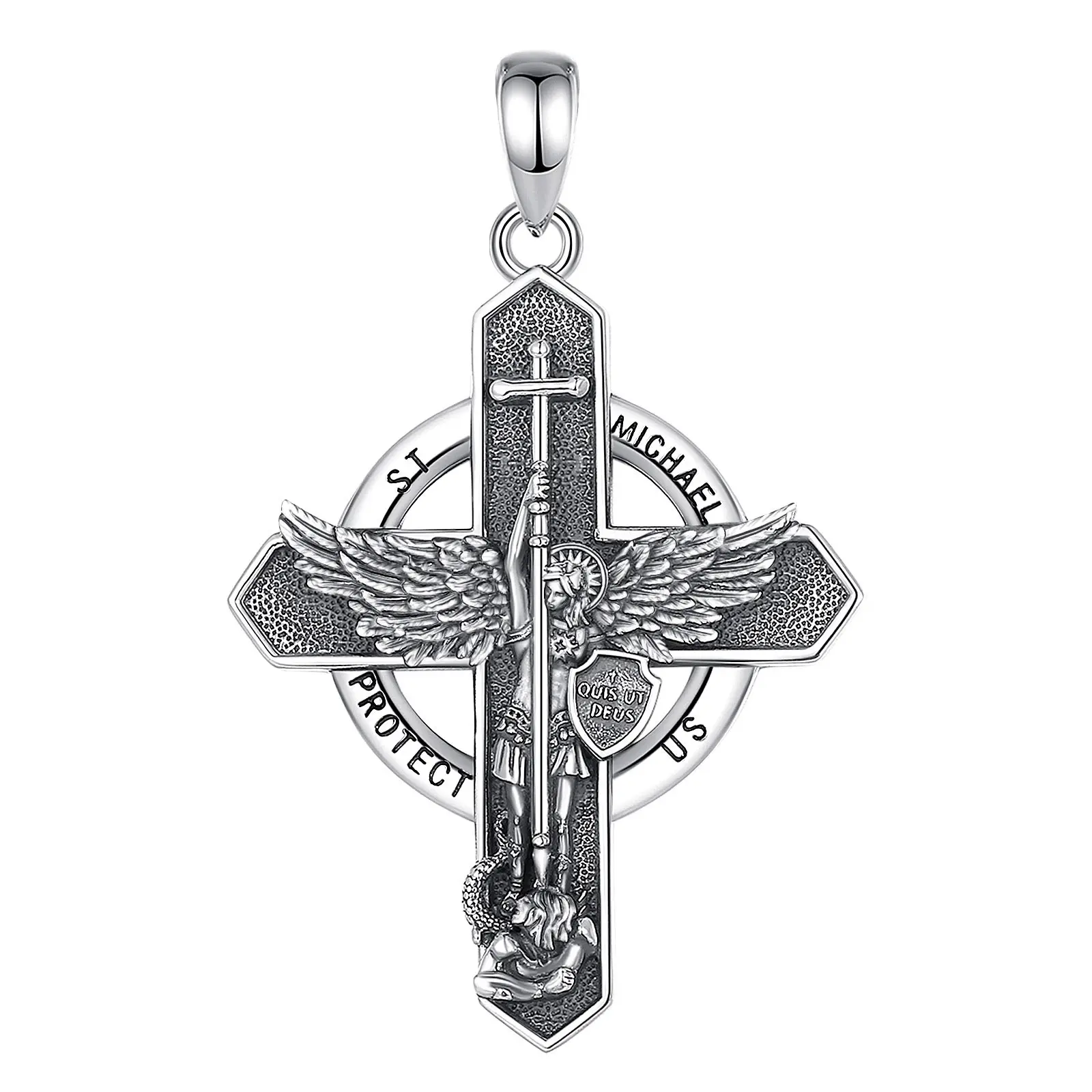 Eudora Archangel Saint Michael Pendant Necklace Silver 4