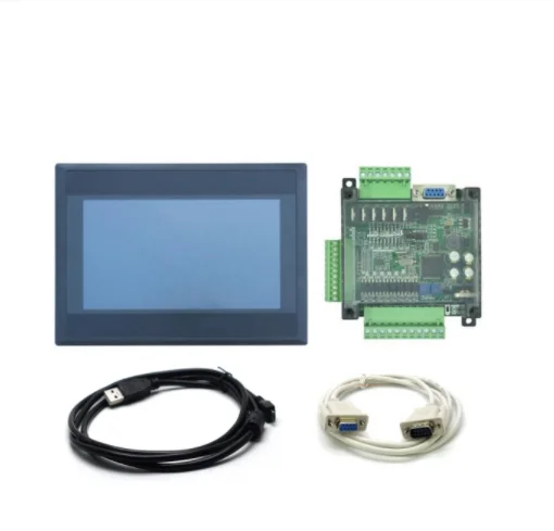 HMI touch screen panel 7 inch and FX3U series PLC industrial control board with download communication cable