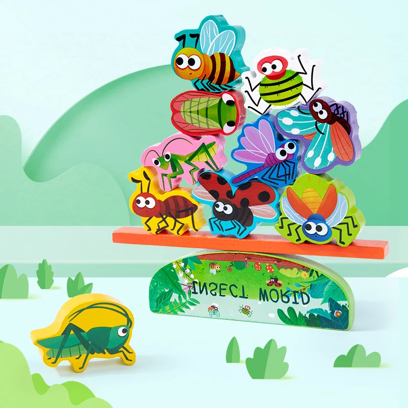 Bloques de construcción de dinosaurios de animales apilables de madera para niños, juguetes educativos de equilibrio, juego de mesa interactivo para padres e hijos