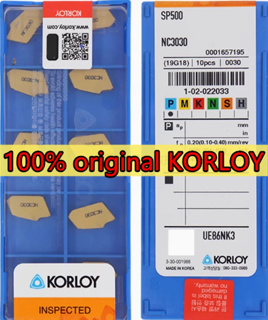 SP200 SP300 SP400 SP500 NC3030 NC3020 100% original KORLOY Carbide insert  Processing: Steel