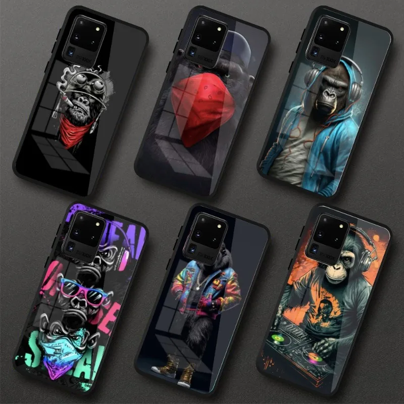 Monkey Orangutan Smart Phone Case for Samung S23 S22 S21 Pro Ultra A13 A33 A53 NOTE 20 PC Glass Phone Cover Funda