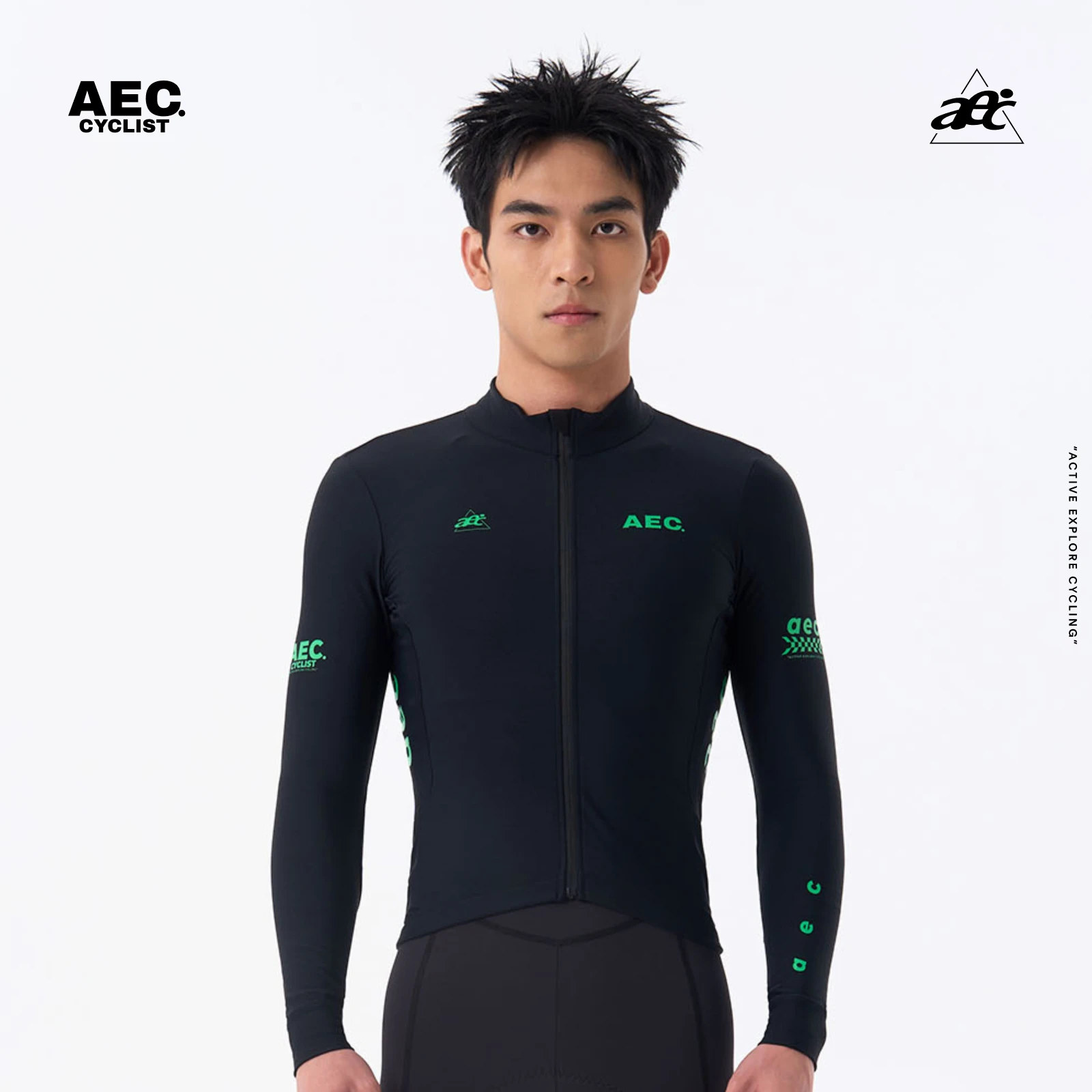 

AEC Men Fleece Cycling Jersey Autumn Winter Thermal Long Sleeve Zipper Bicycle Clothing MTB Maillot Ciclismo Night Shadow Series