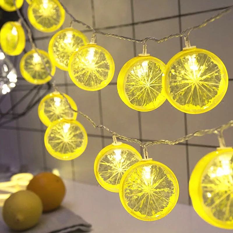 LED cytrynowa girlanda pomarańczowe plasterki sznurka na podwórku weselne przyjęcie domowe dekoracja sypialni lampy bateryjne oświetlenie świąteczne